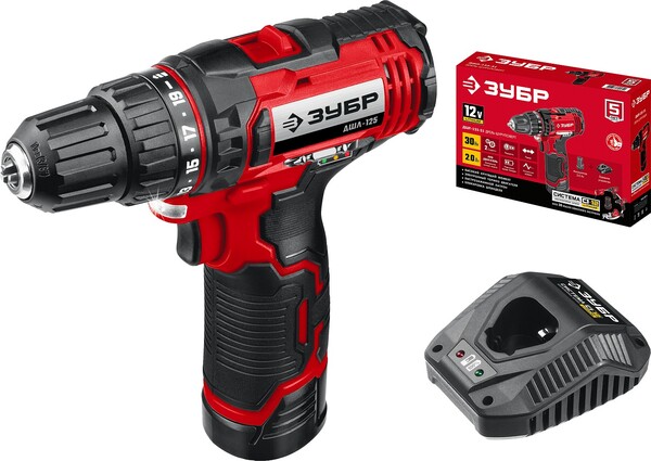 Аккумуляторная дрель-шуруповерт Зубр Профессионал С1-12 12В 30Н·м 1АКБ  2А·ч  ДШЛ-125-21