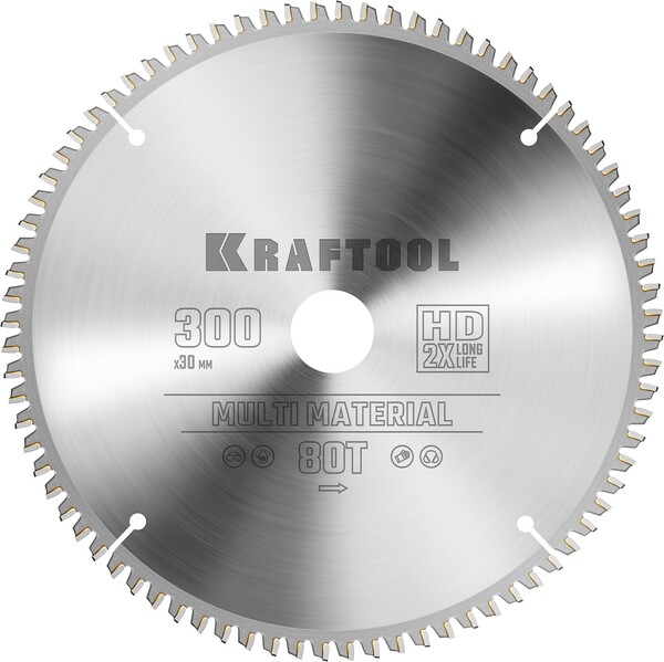 Диск пильный по алюминию Kraftool Multi Material 300*30мм 80Т 36953-300-30
