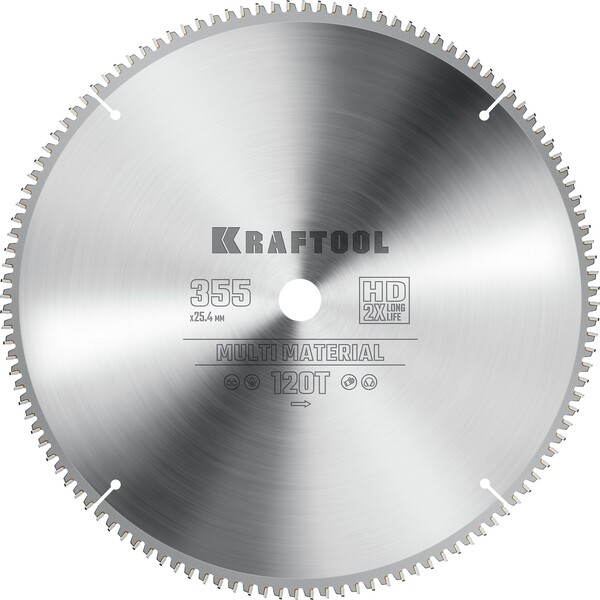 Диск пильный по алюминию Kraftool Multi Material 355*25.4мм 120Т 36953-355-25.4