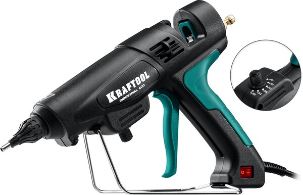 Клеевой пистолет электрический KRAFTOOL Industrial 400, d 11 - 12 мм, 50 г/мин, 130 - 230°C, 06843-300-12