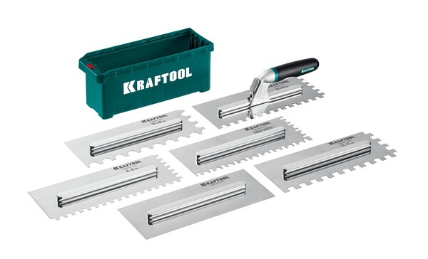 Набор гребенок KRAFTOOL  6шт  нержавеющих со сменной 2к ручкой 280х115мм в пластиковом кейсе  33268-H6 