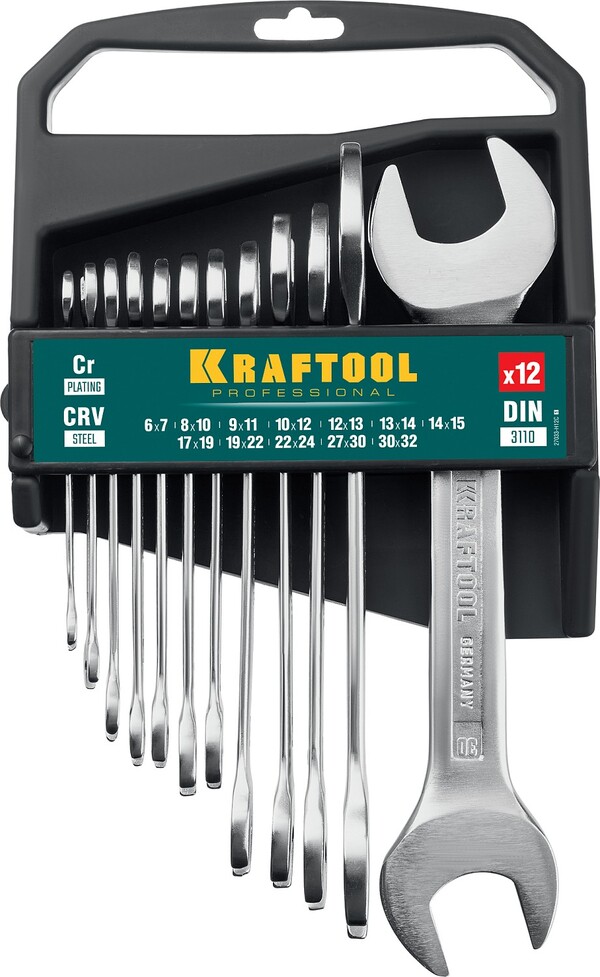 Набор ключей рожковых гаечных KRAFTOOL 12 шт, 6 - 32 мм 27033-H12C_z01