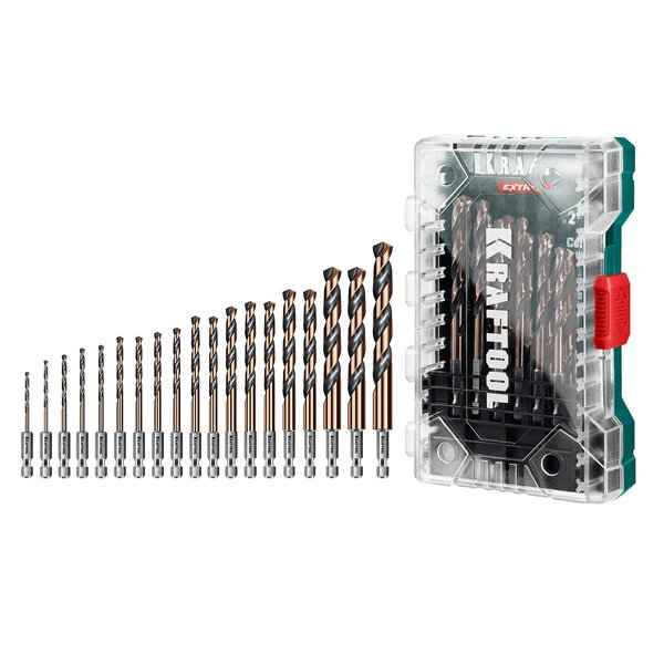 Набор сверл по металлу Kraftool IMPACT READY НЕХ-1/4″ 19шт 29652-H19