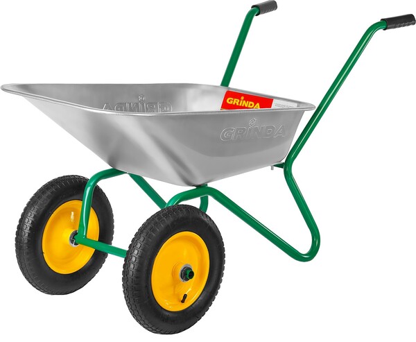 Тачка садовая GRINDA GB-2, 80 л, 120 кг, двухколесная, оцинкованная сталь 422400_z01
