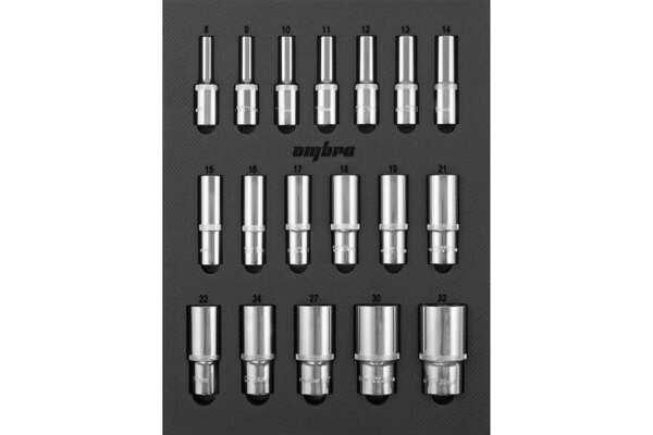 Набор головок торцевых Ombra глубоких 1/2" DR 8-32мм в EVA ложементе 280х375 мм, 18 пред. OMT18STE 56132