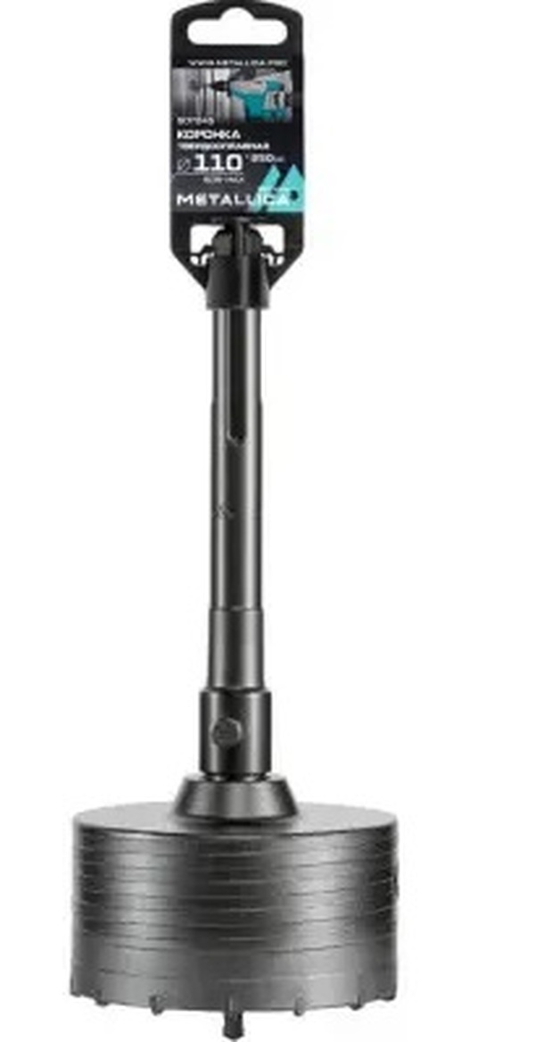 Коронка твердосплавная SDS-max METALLICA Optima 110*250/110мм, h=50мм, М22,0х2,0 мм, с адаптером 907245