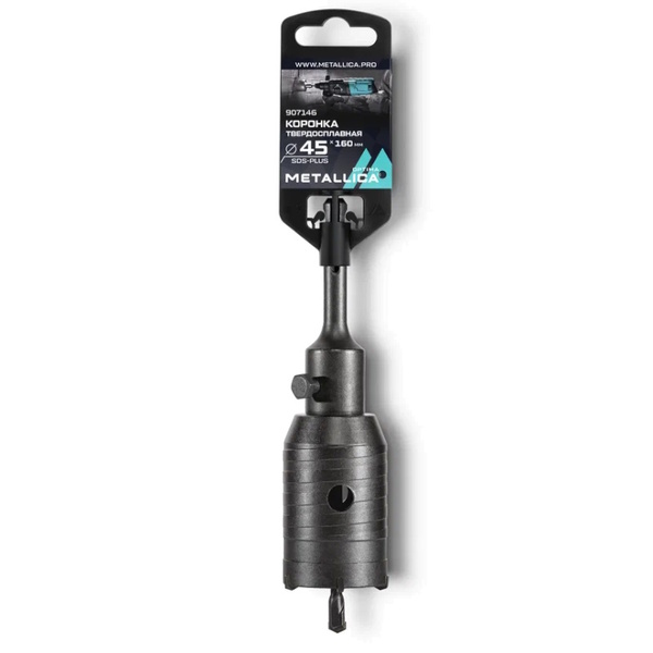 Коронка твердосплавная SDS-plus METALLICA Optima 45*160/100мм, h=50мм, М22,0х2,0 мм, с адаптером 907146