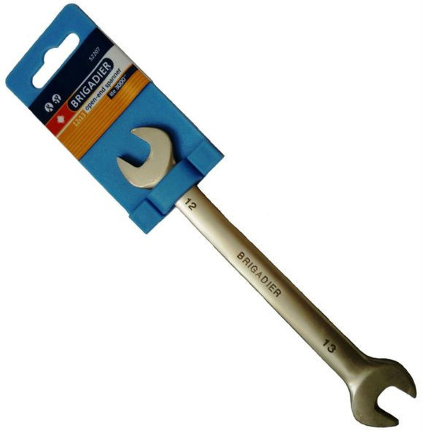 Ключ рожковый Brigadier Cr-V сталь матовый 12*13м 52207