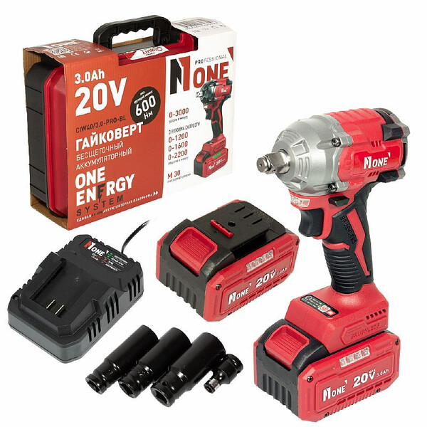 Аккумуляторный гайковерт Number ONE CIW40/3.0-PRO-BL 600Hm 20V 3.0Ah 2акк+З/У