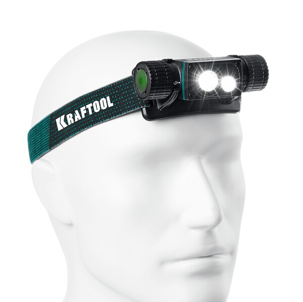 Аккумуляторный фонарь налобный/ручной KRAFTOOL KH-7, 1000 лм, 4 режима, 3в1 2200мАч 56450