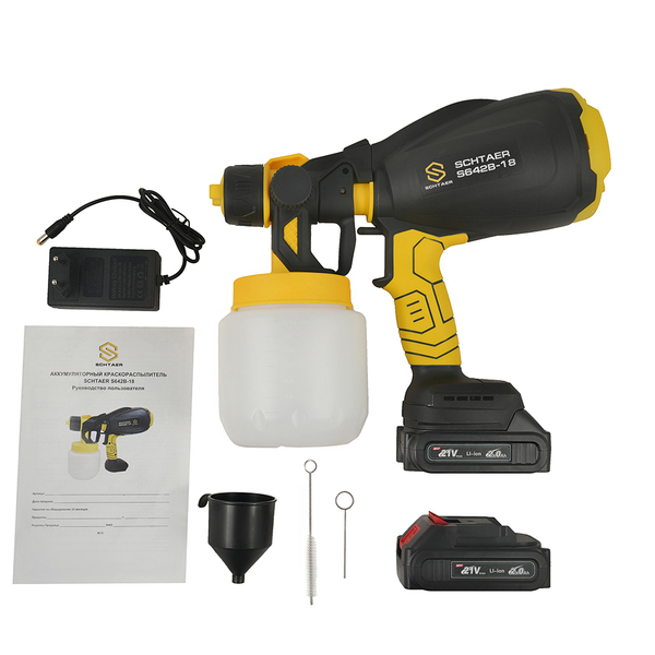 Краскопульт аккумуляторный Schtaer DC21V, 120W, сопло 1.8 S642B-18