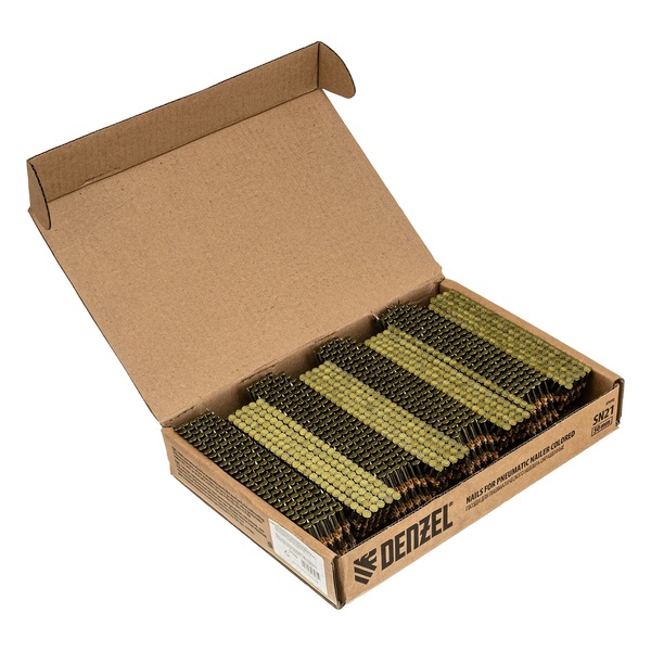 Гвозди Denzel для пневматического нейлера  крашен.  SN21 50мм* 2,9мм 2000шт 57692