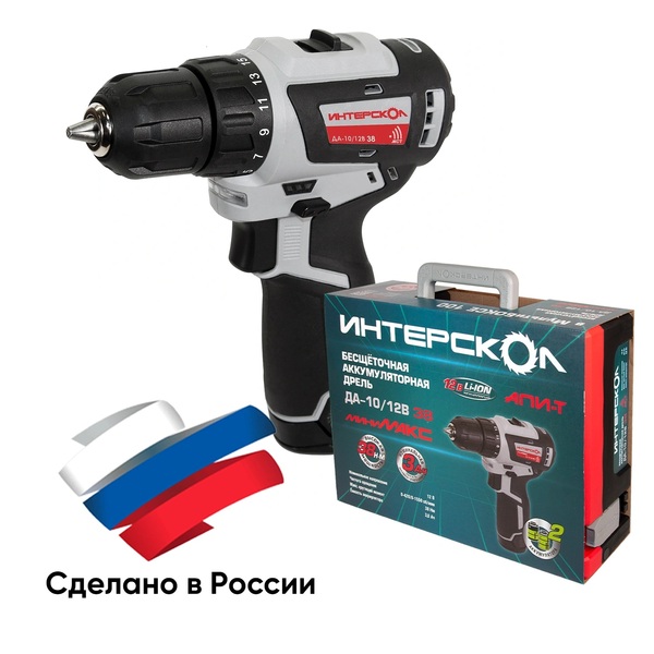 Аккумуляторная дрель-шуруповерт Интерскол ДА-10/12В 38 МиниМАКС 757.3.2.46