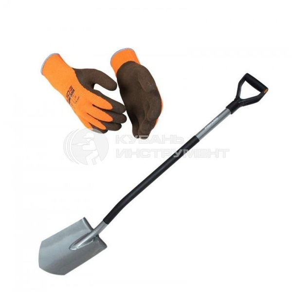 Лопата Fiskars Ergonomic+перчатки 131416  1003460 