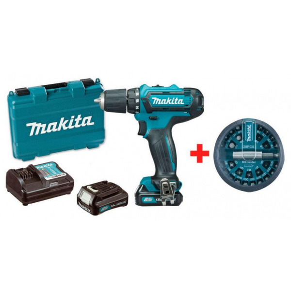 Аккумуляторная дрель-шуруповерт Makita DF333DWYE  набор бит 