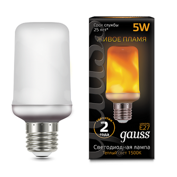 Лампочка Gauss LED 5W T65 E27 20-80lm 1500K Flame 157402105