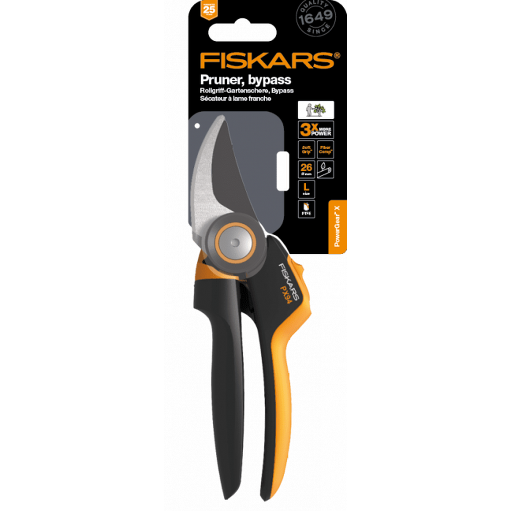 Секатор Fiskars Powergear плоскостной XL PX94 1023628