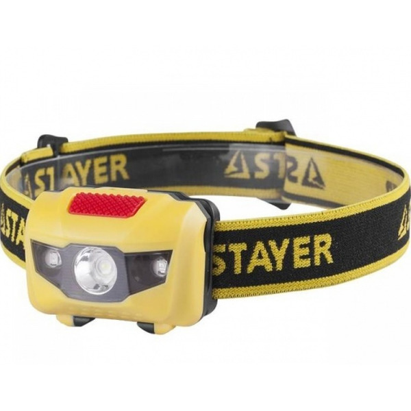 Фонарь Stayer Master налобный светодиодный 1Вт 80Лм +2LED 4 режима 3AAA 56568