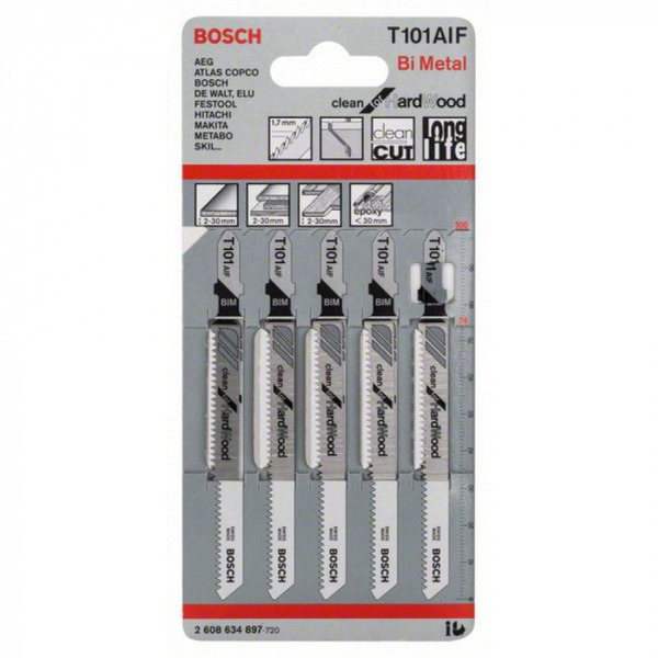 Пилки для лобзика Bosch T101AIF BIM  5шт  2608634897