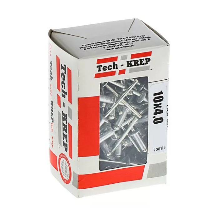 Заклепка 4,0х10  100 шт  - коробка с ок. Tech-Krep 102287