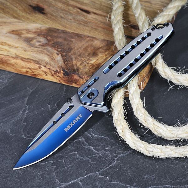 Нож Rexant Black Blue складной 12-4908-2
