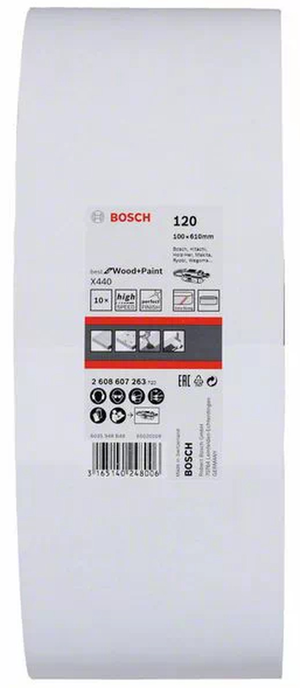 Лента шлифовальная Bosch 100*610мм K120 (10шт) 2608607263