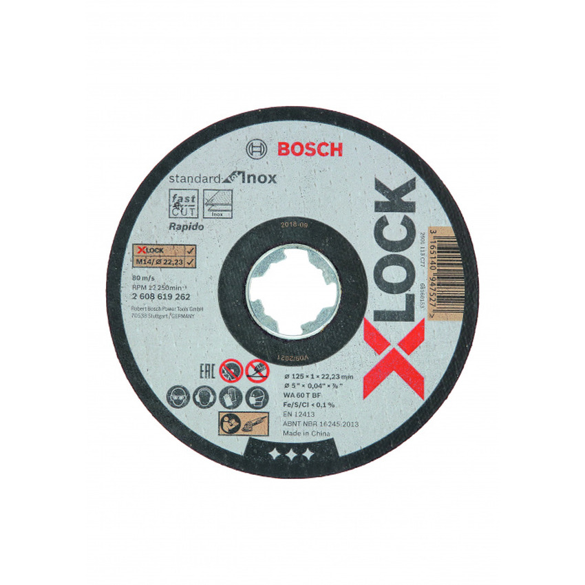 Круг отрезной Bosch X-Lock for Inox 125*1,0*22,23мм 2608619262