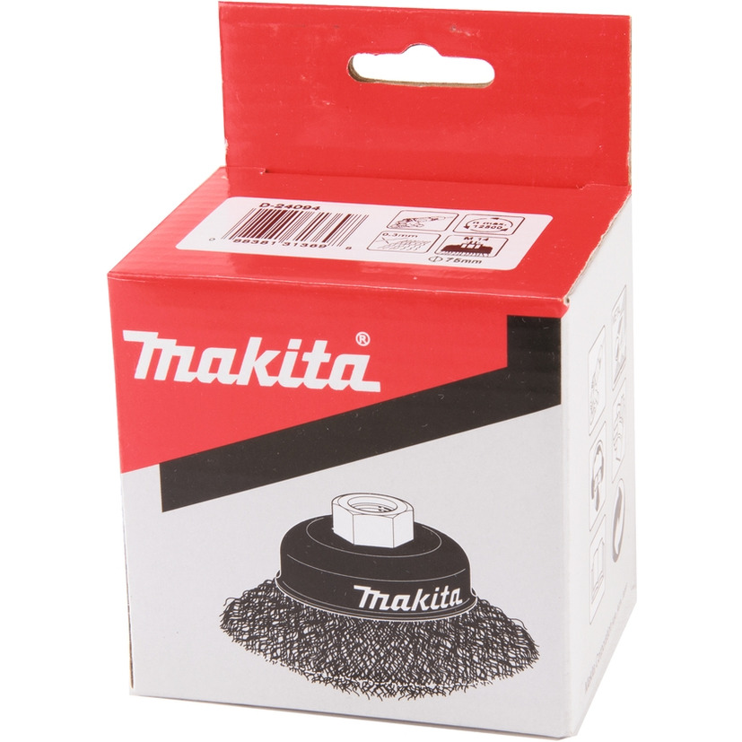 Щетка проволочная чашечная Makita (d75мм, толщ. проволоки 0.3мм, гофрированная, металл, M14*2) D-24094