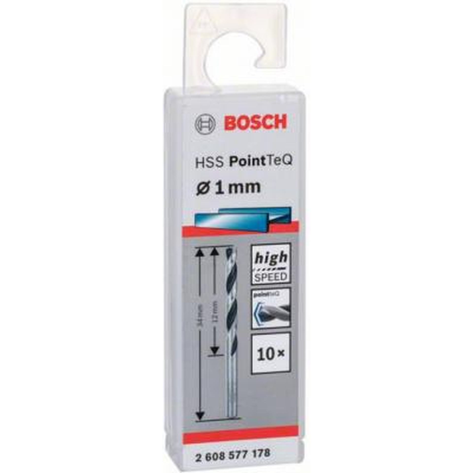 Сверло по металлу Bosch HSS PointTeQ 1.0мм 2608577178
